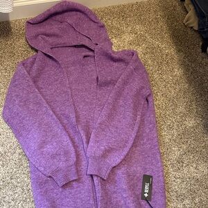 NWT Beryll Cashmere Purple Hooded Cardigan